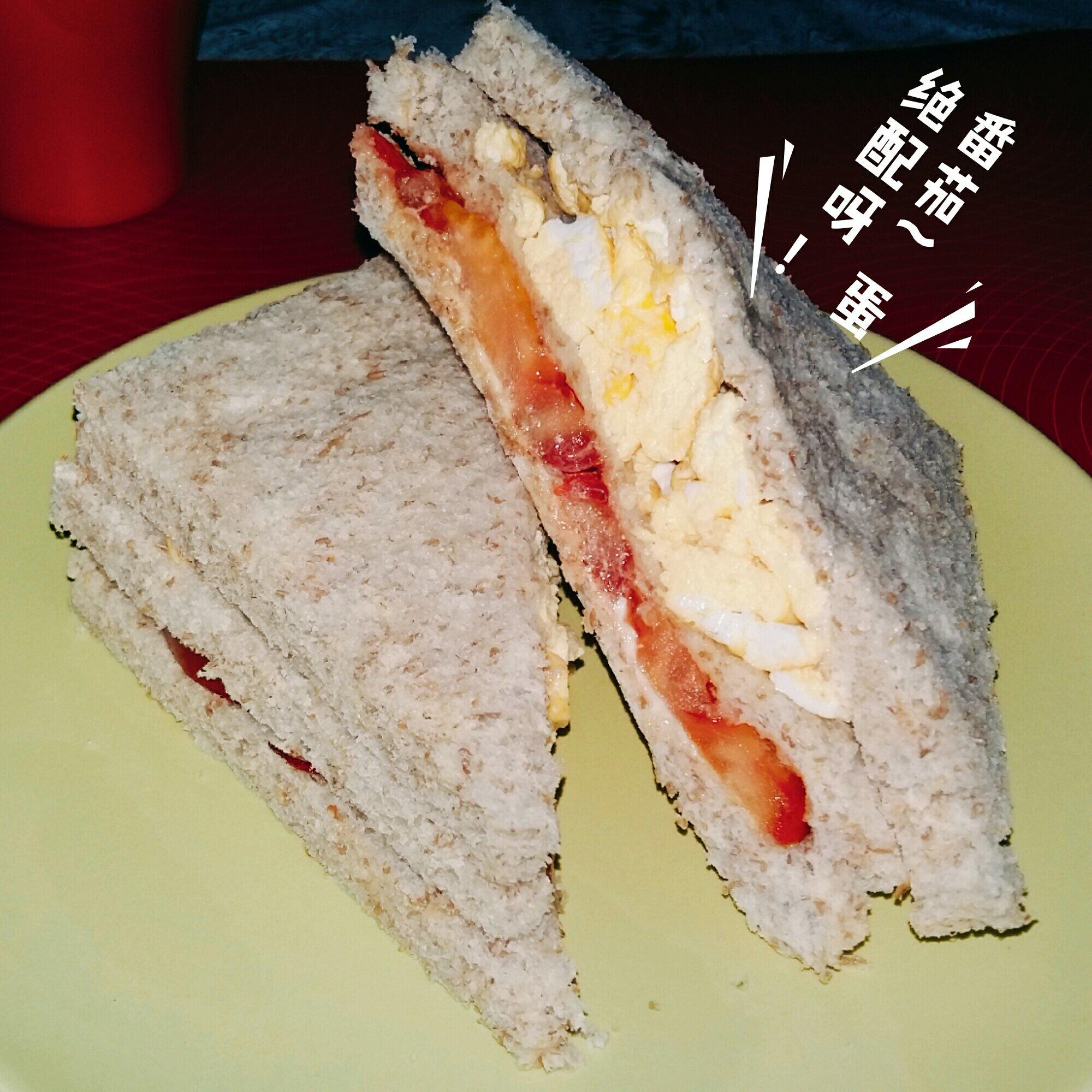 番茄雞蛋三明治（超級簡單懶人系列）的做法 步骤4