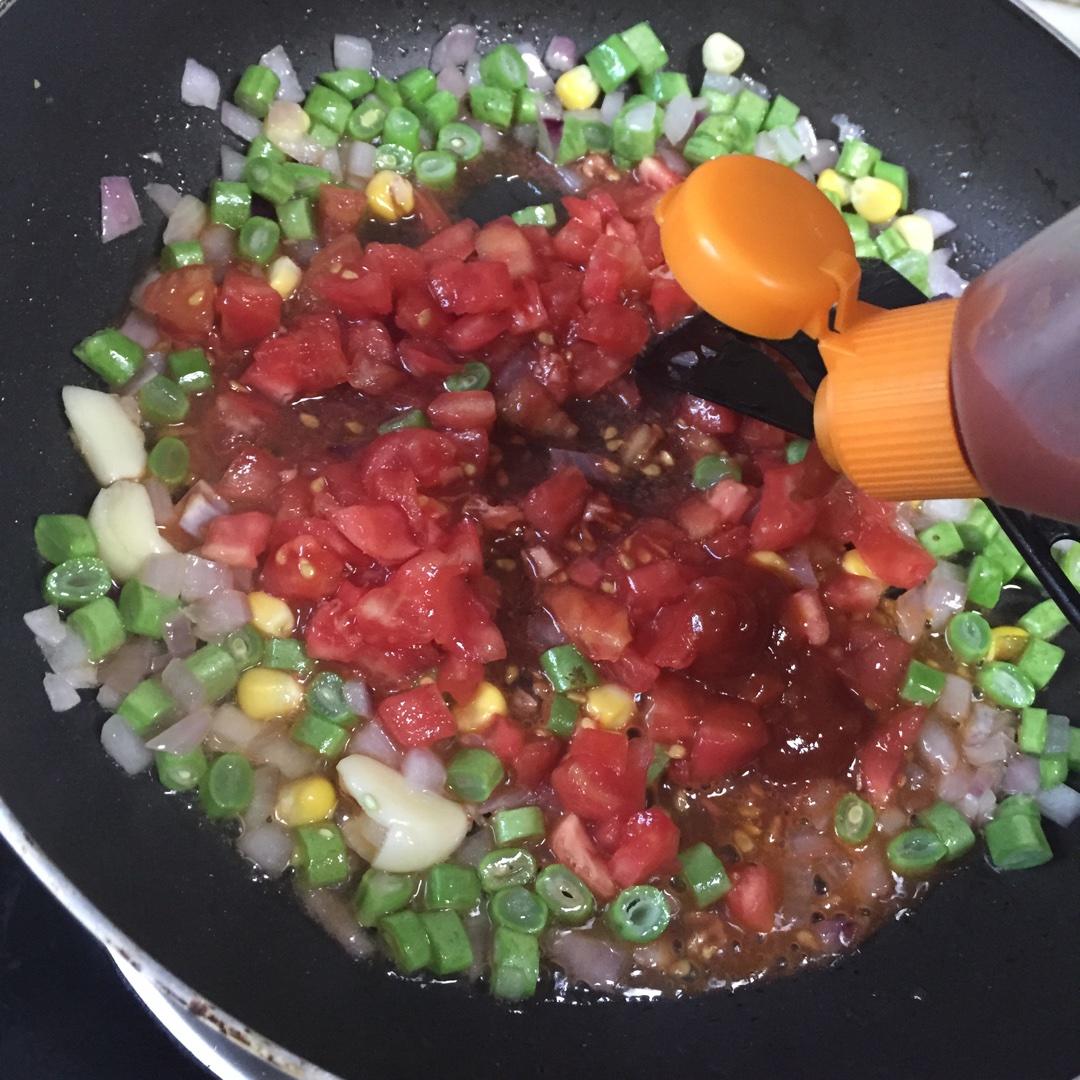 番茄海鮮燴飯（寶寶版）的做法 步骤3