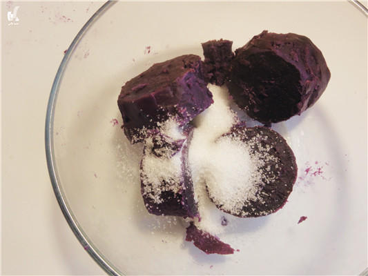 紫薯糯米小餅--超簡單烤箱版的做法 步骤2