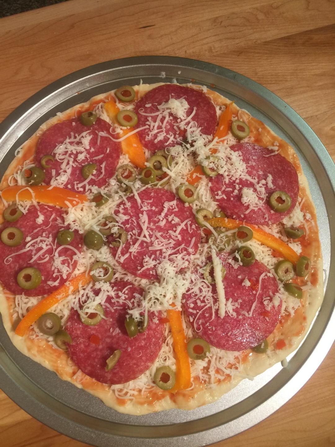 快手厚底Salami pizza（12