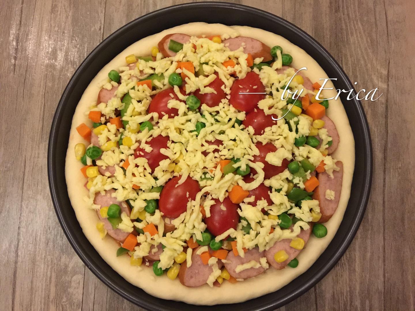 【圖文詳解】9寸香腸培根蔬菜披薩的做法 步骤8