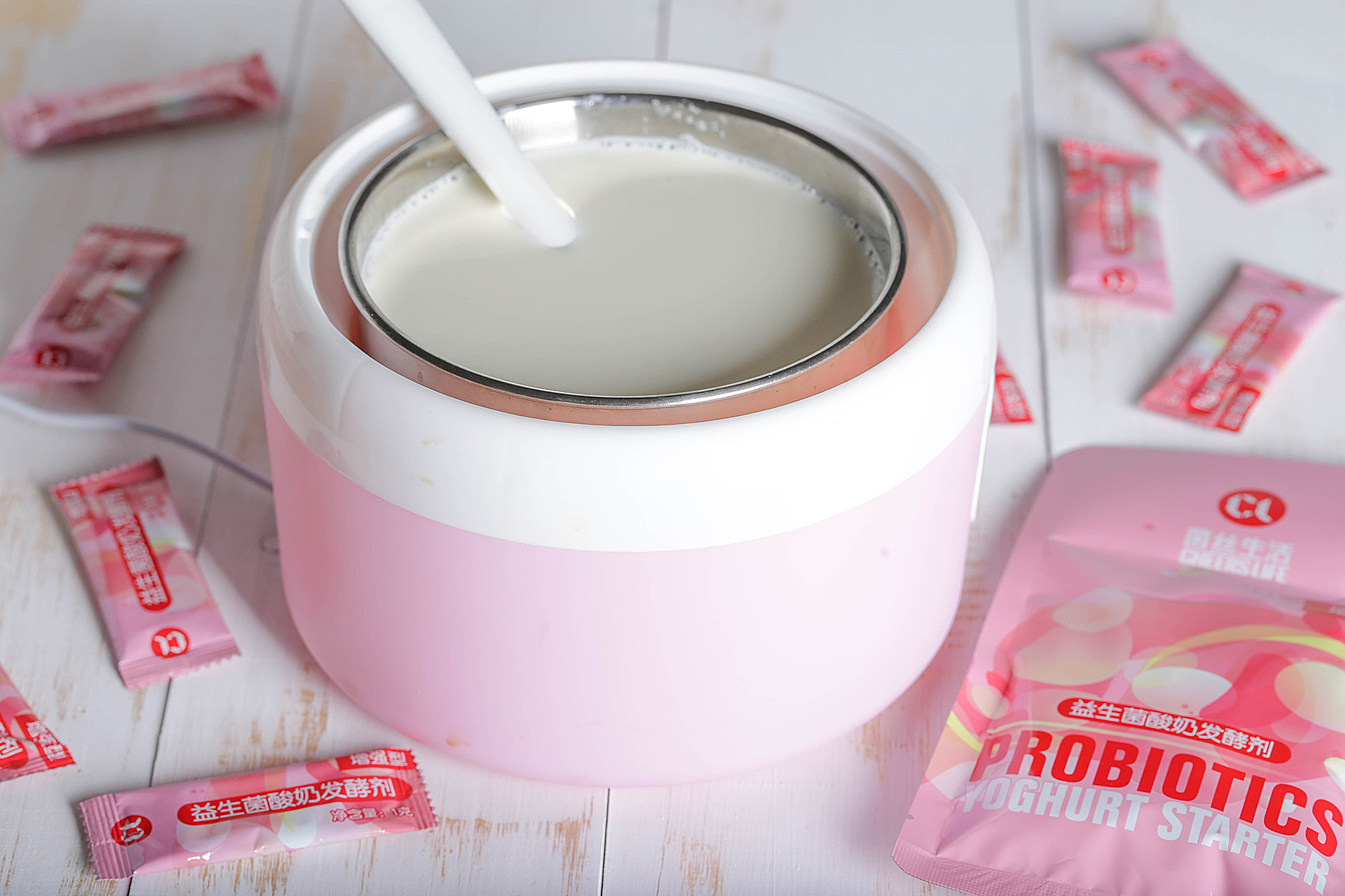 覆盆子酸奶漸變色果凍杯（菌絲生活益生菌酸奶發酵劑版本）的做法 步骤3