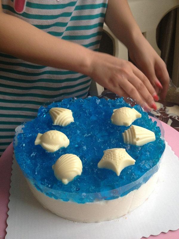 藍色の海洋酸奶慕斯蛋糕的做法 步骤27