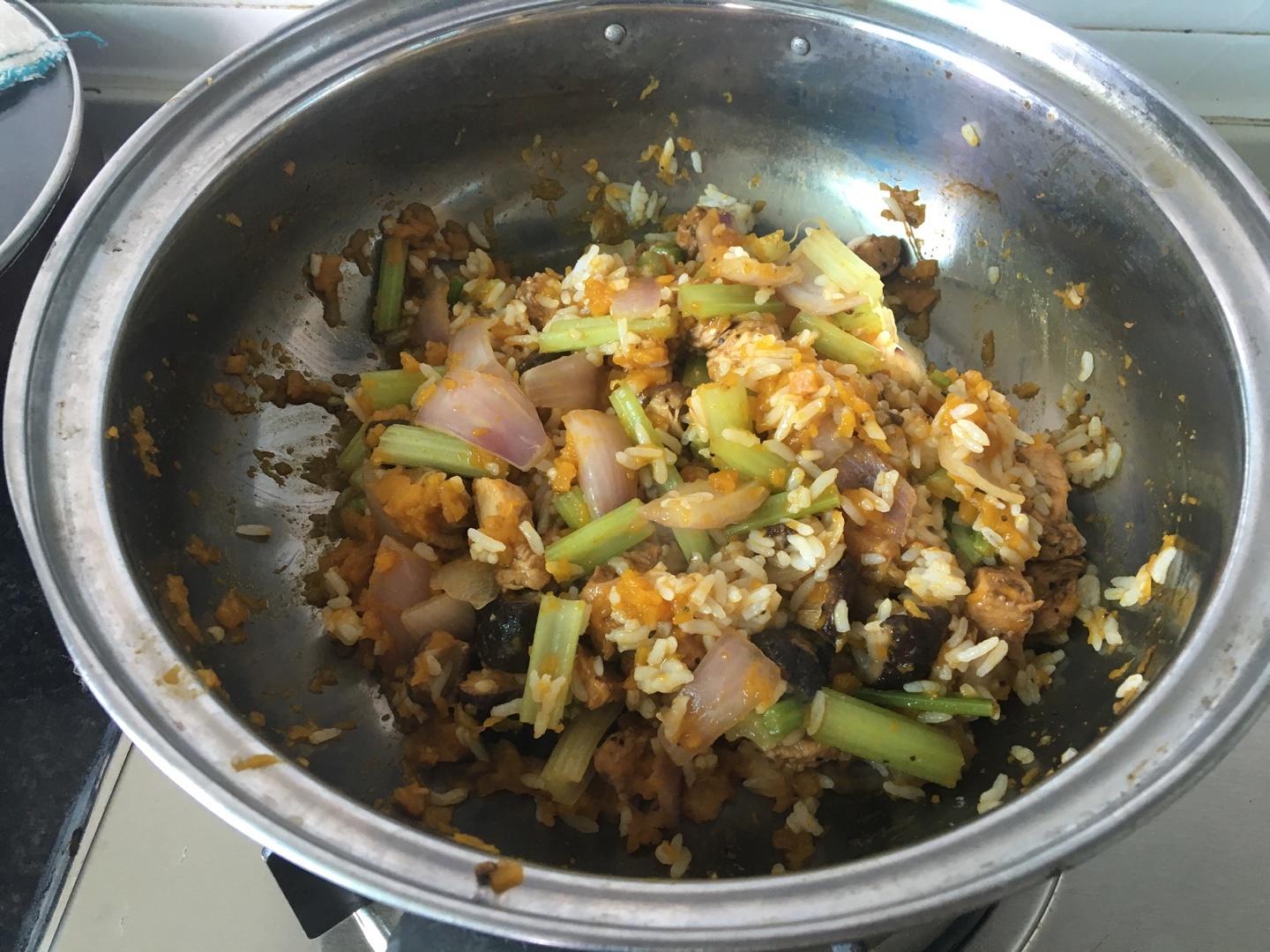 南瓜雞菇營養拌飯的做法 步骤6