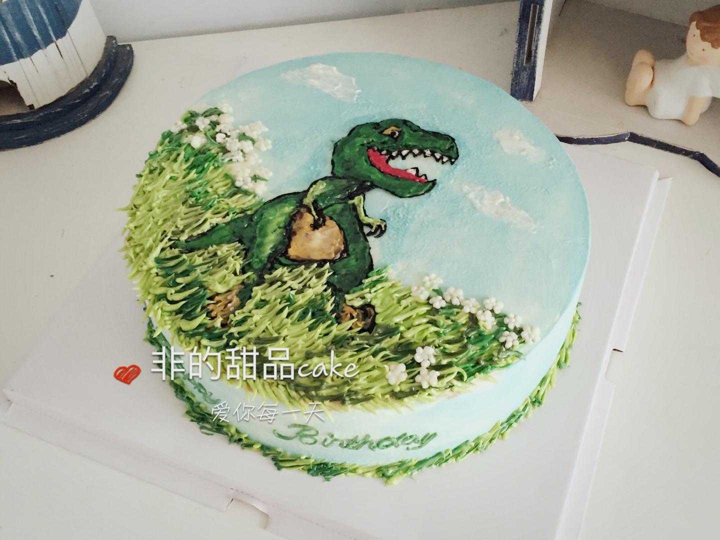 手繪恐龍場景蛋糕的做法 步骤2