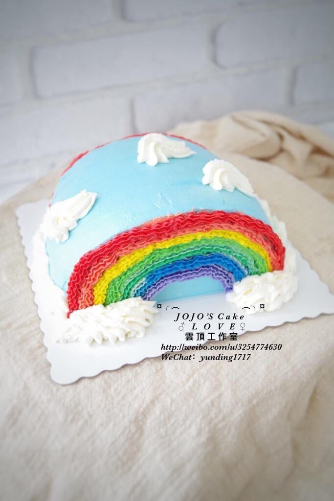 切開有驚喜的彩虹造型蛋糕的做法 步骤7