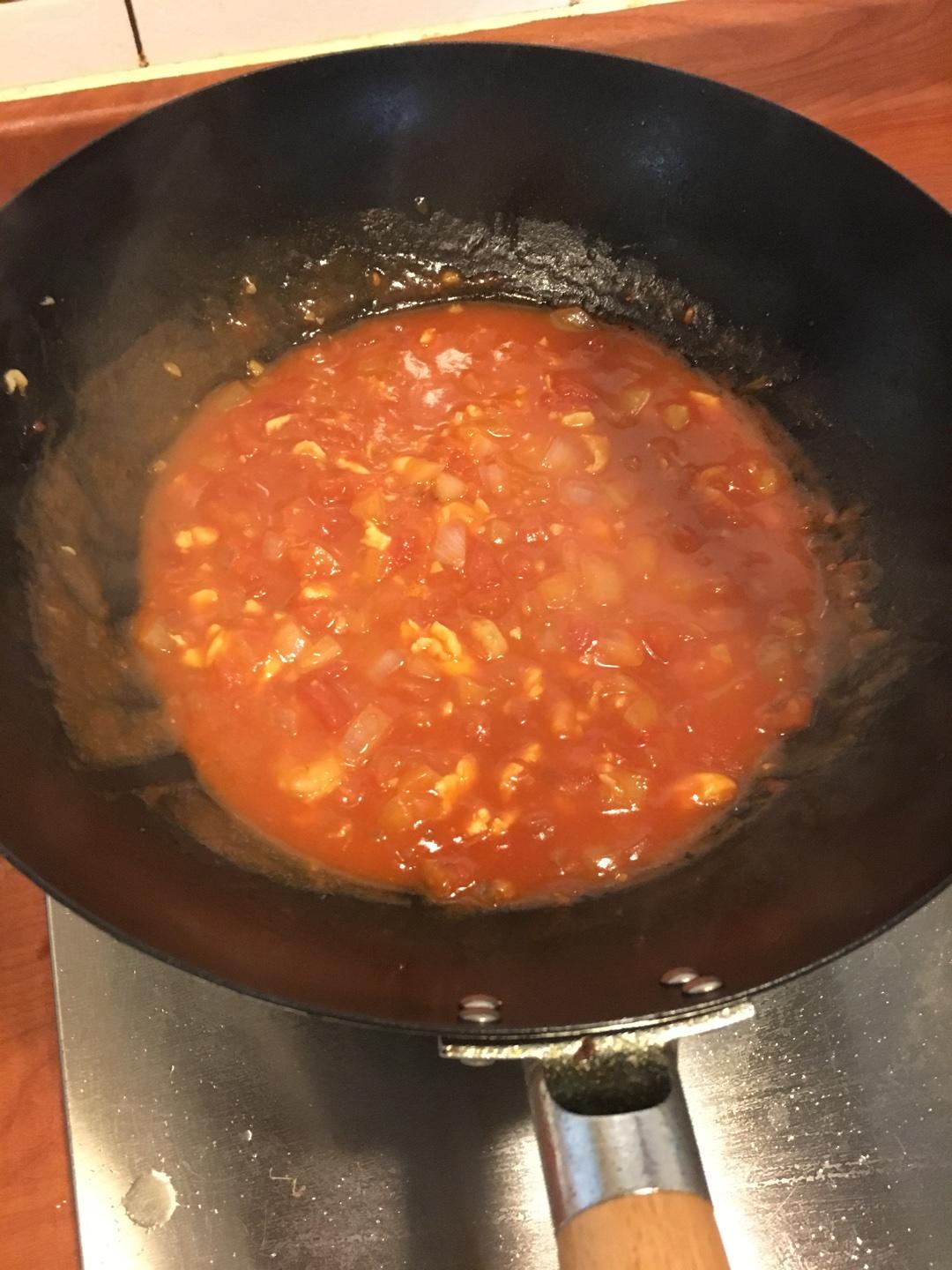 西紅柿雞肉蝦仁意大利麪的做法 步骤5