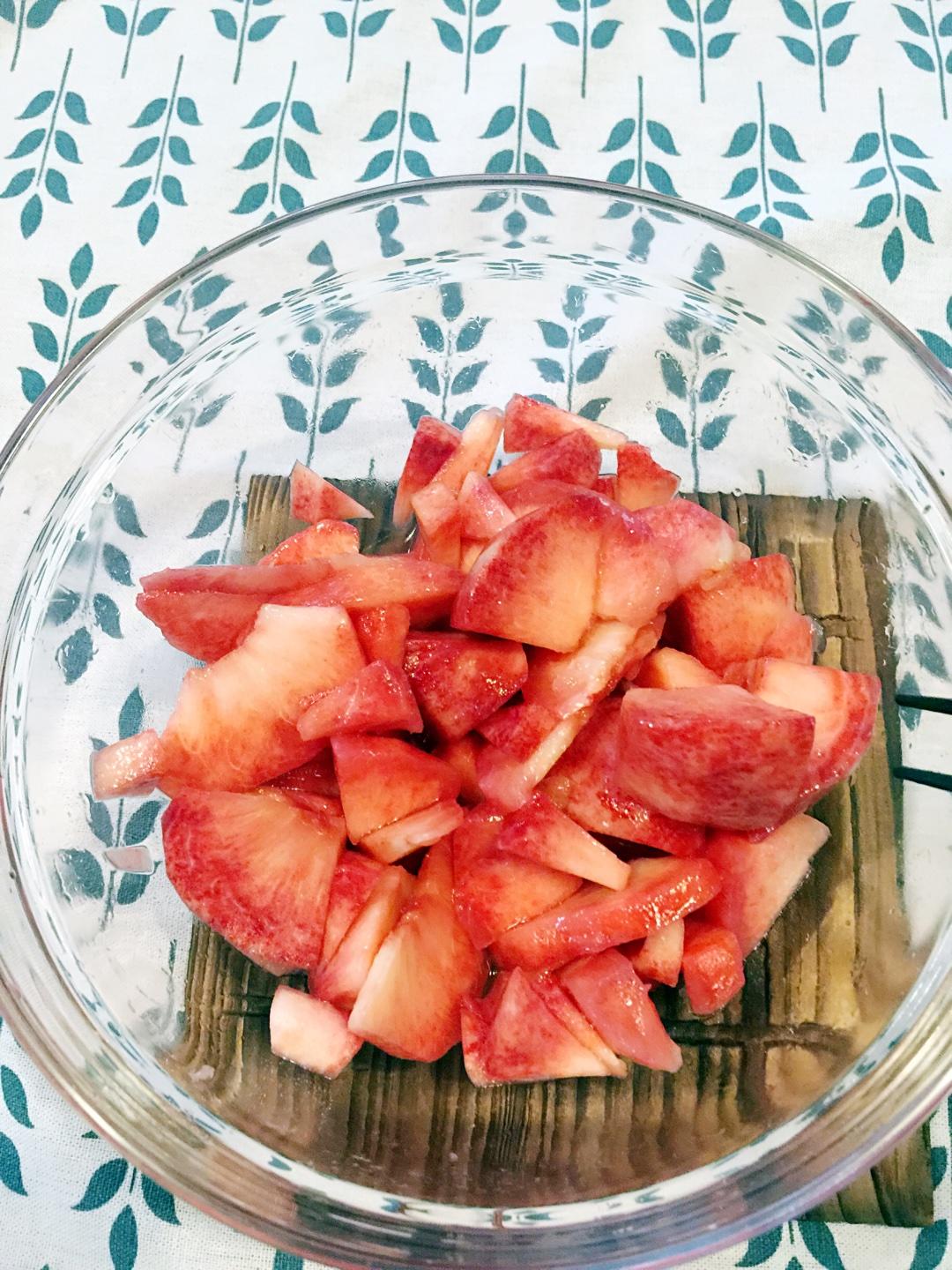 ´͈ ᵕ `͈ ♡°◌̊少女情懷的特製味淋蜜桃子與夏日桃子果凍的做法 步骤3