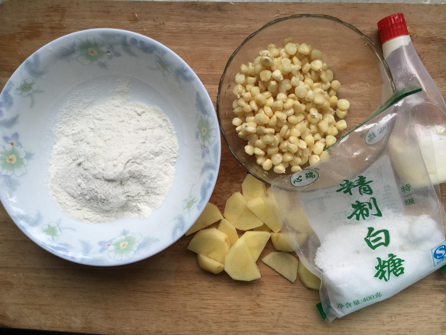 玉米粒千層餅（玉米餅子夾土豆沙拉）的做法 步骤1