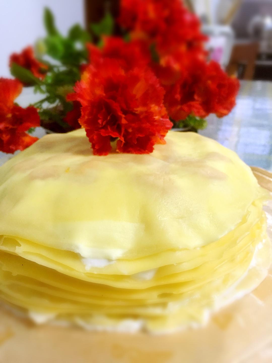 芒果千層蛋糕，蛋皮不破裂，不起泡的做法 步骤11