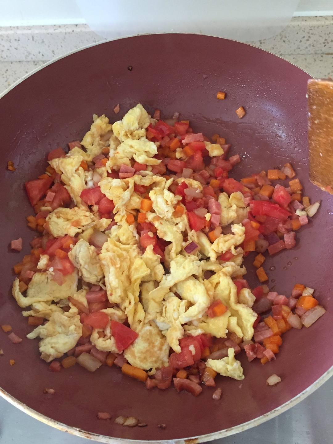 番茄火腿蛋炒飯的做法 步骤3