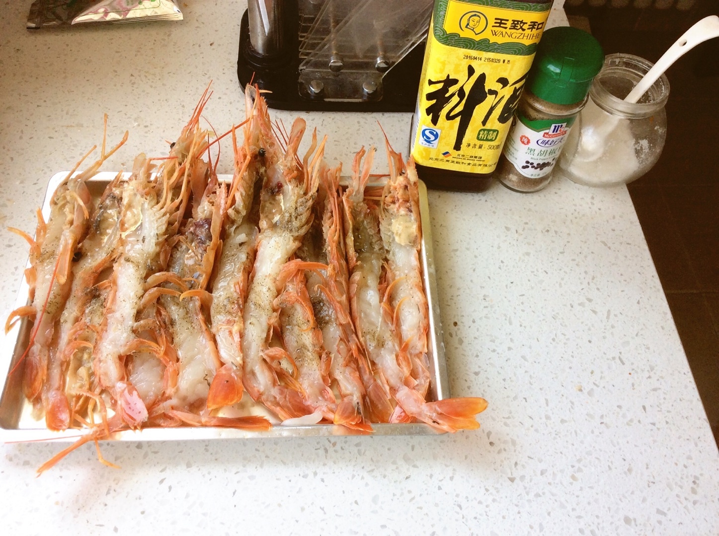 生煎阿根廷紅蝦的做法 步骤3