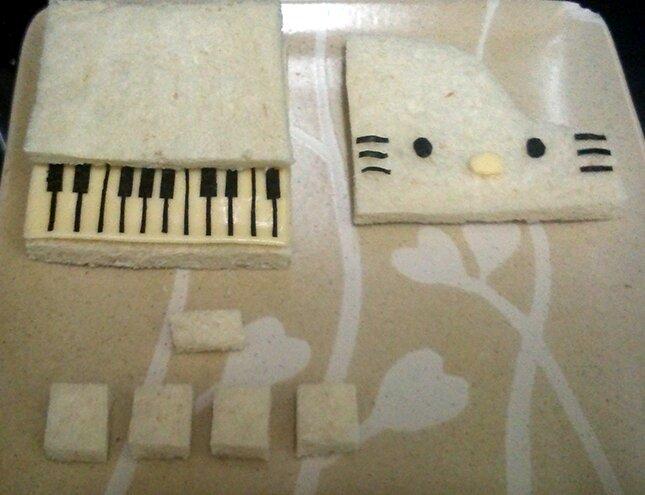 立體吐司♥凱蒂貓鋼琴的做法 步骤4
