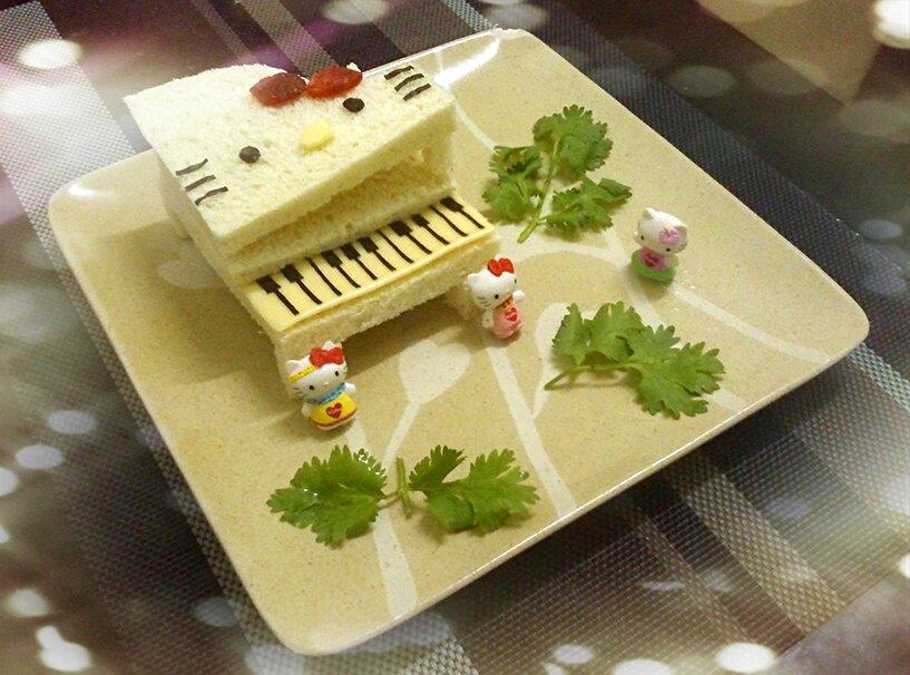 立體吐司♥凱蒂貓鋼琴的做法 步骤5