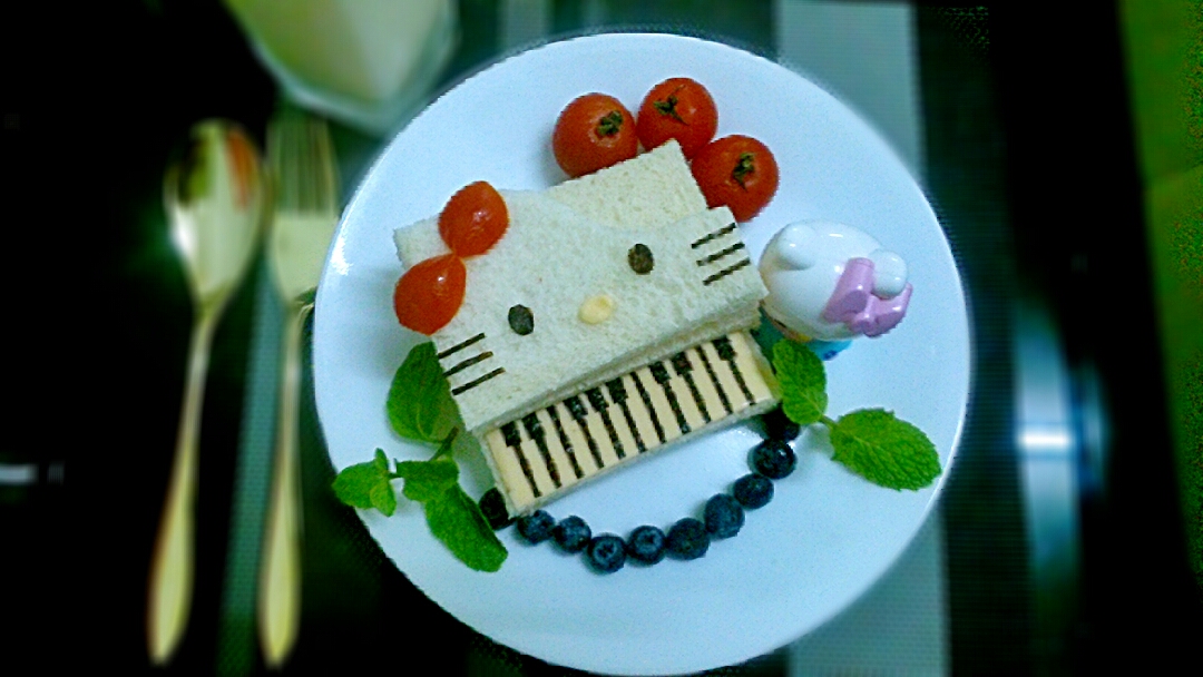 立體吐司♥凱蒂貓鋼琴的做法 步骤6