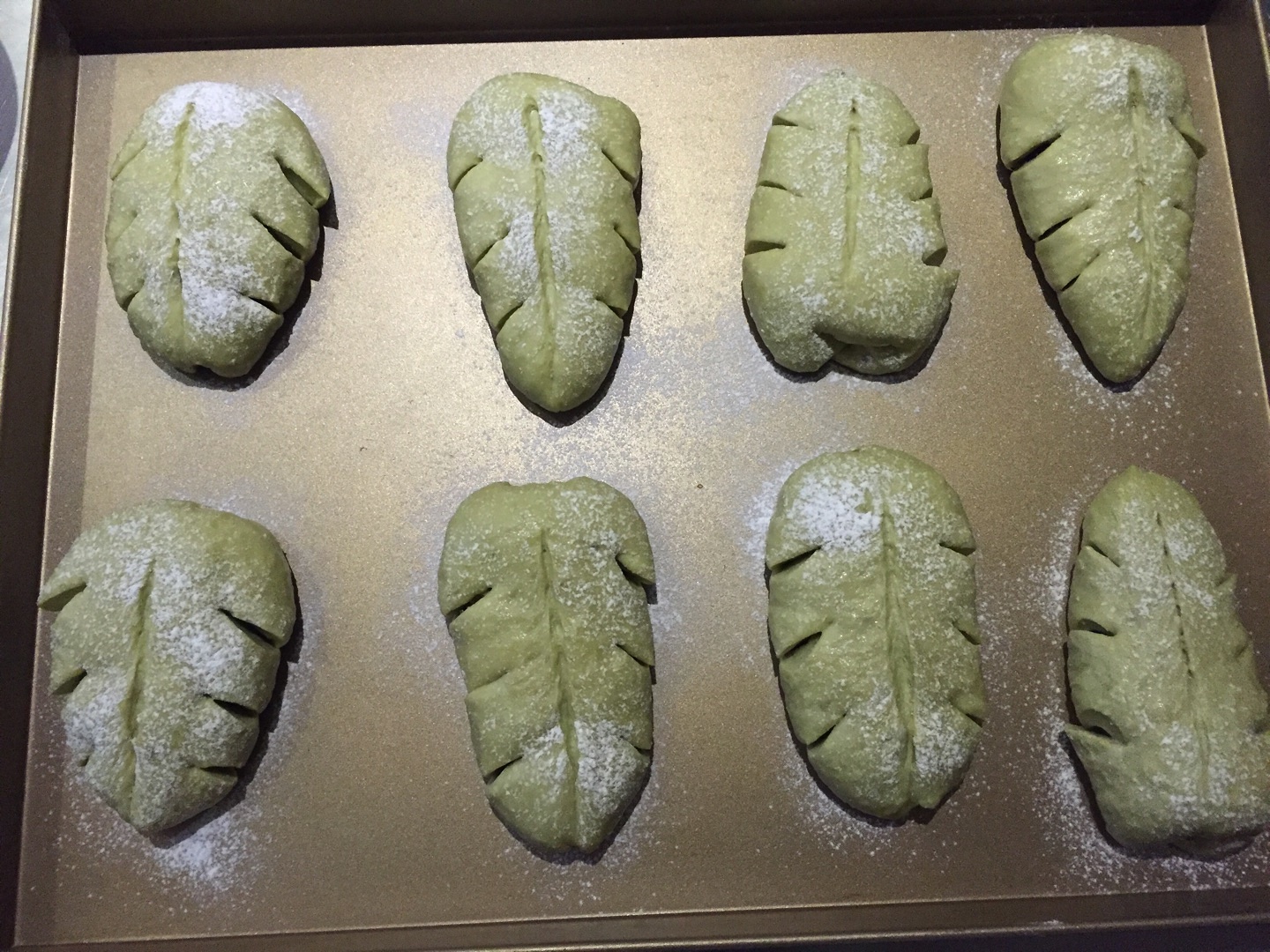 抹茶小葉子麪包~天然酵種的做法 步骤9