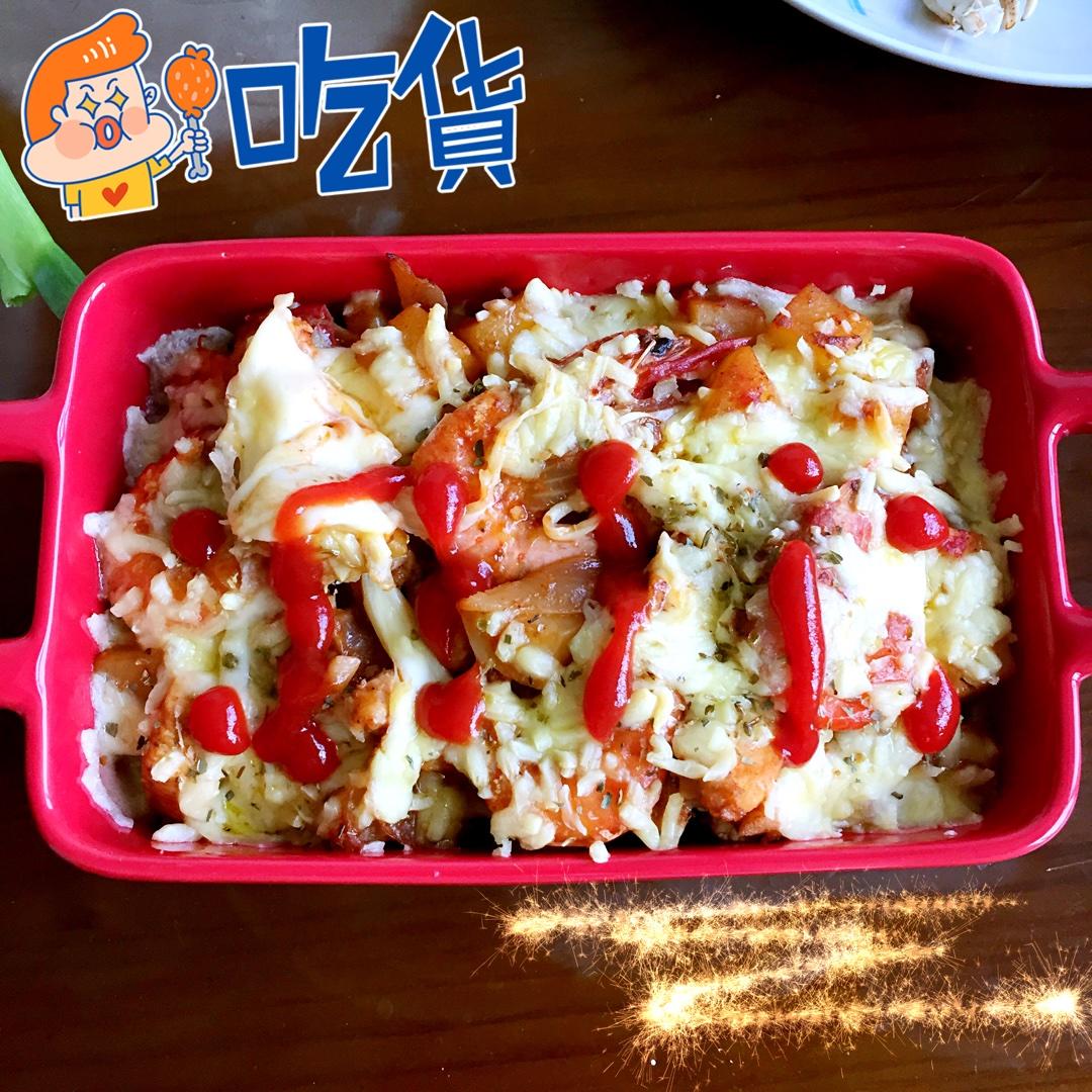 番茄雞肉燴蝦焗飯的做法 步骤7