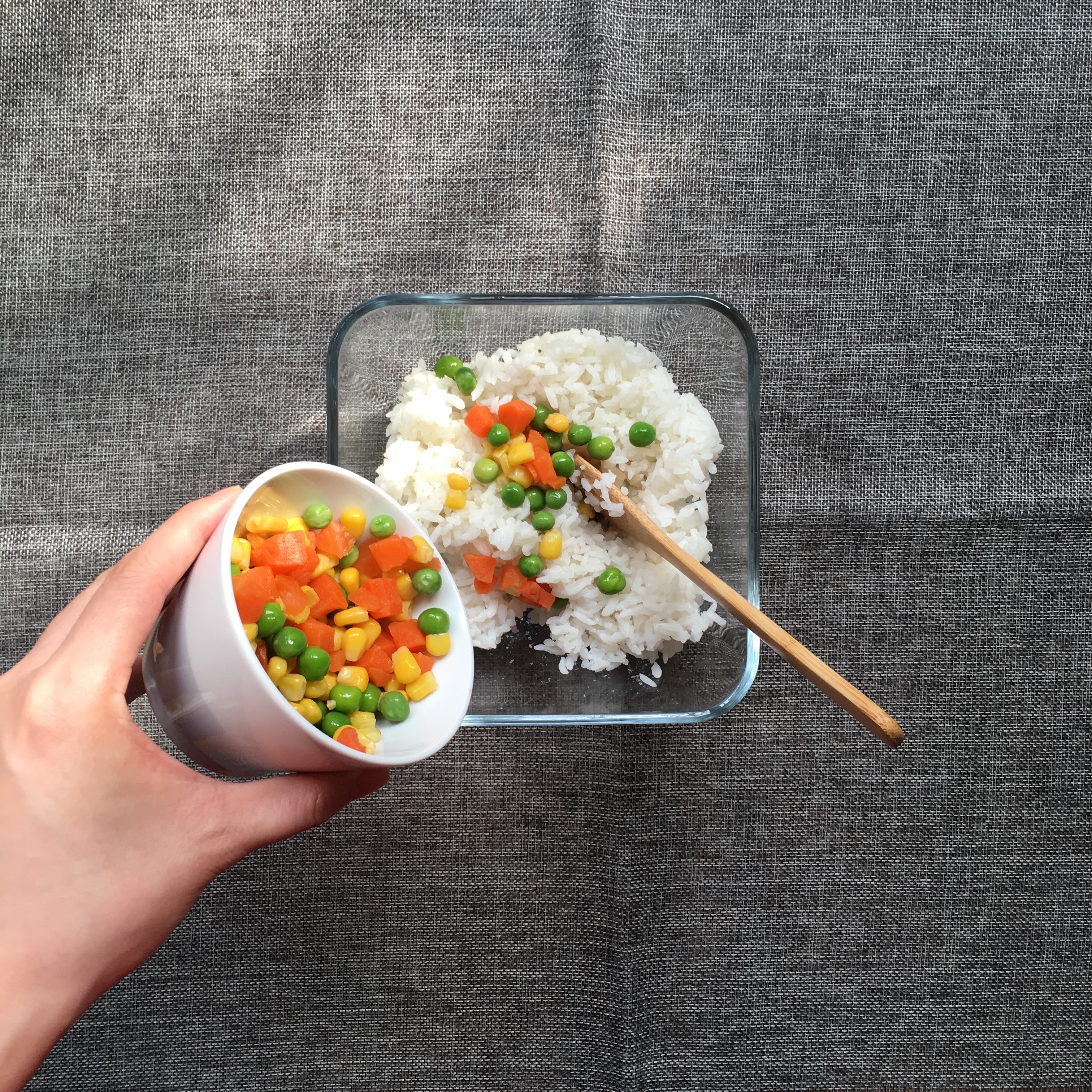 微波火腿什錦菜焗飯的做法 步骤2