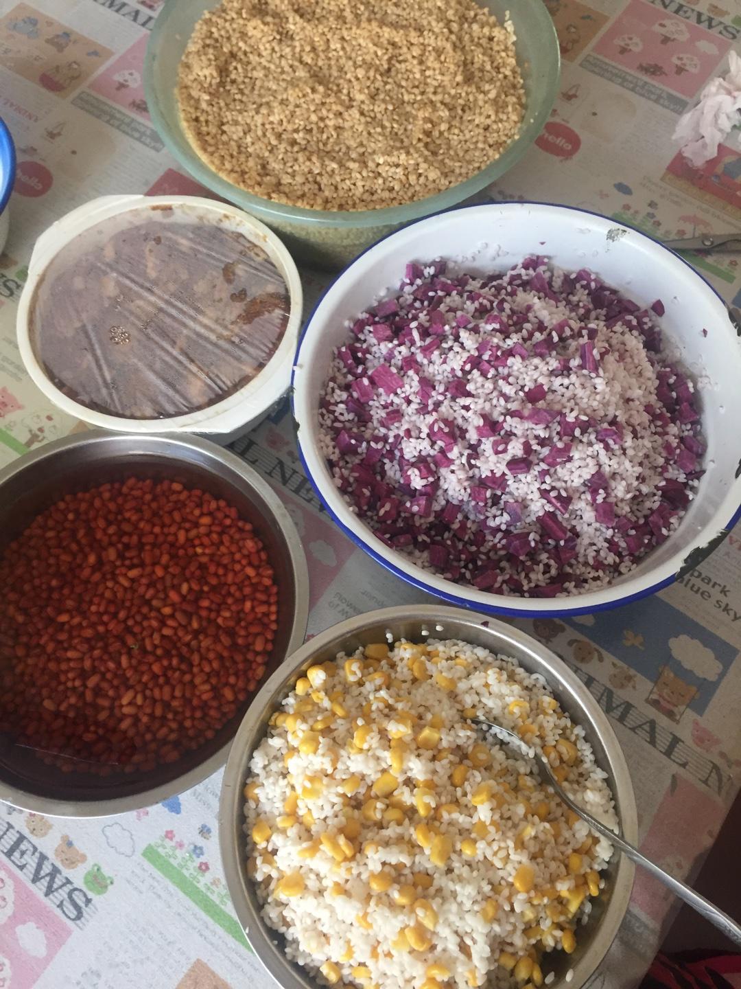 粽子（肉粽、紫薯粽、玉米粽、紅豆粽）的做法 步骤10