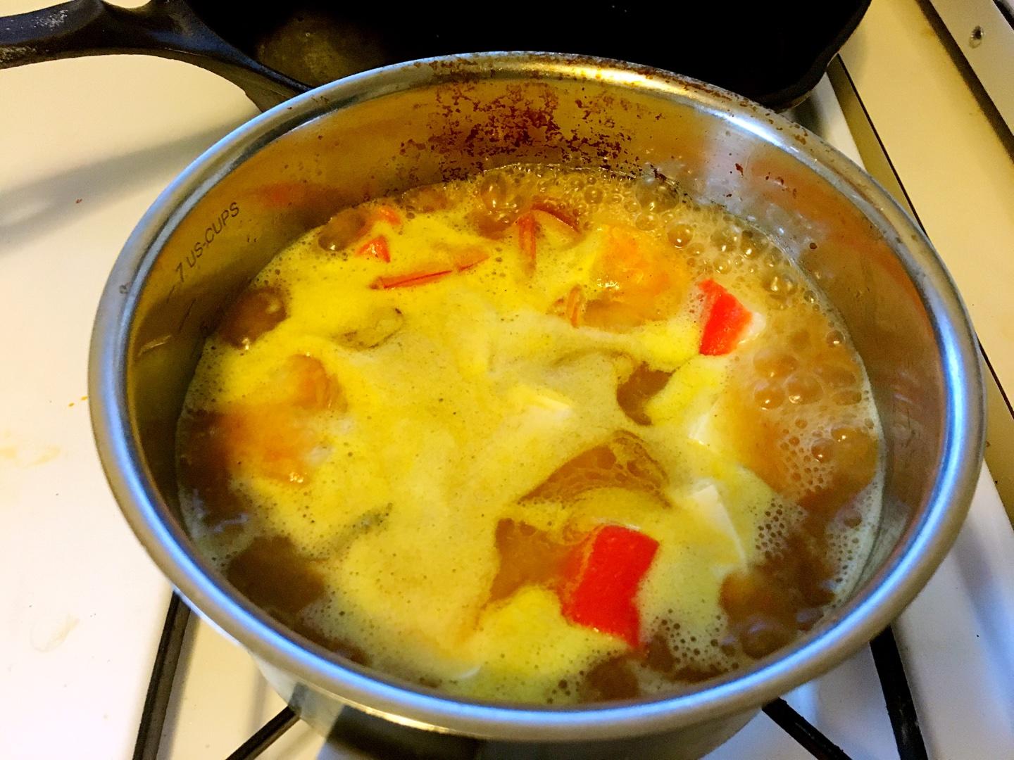 咖哩海鮮豆腐煲的做法 步骤4