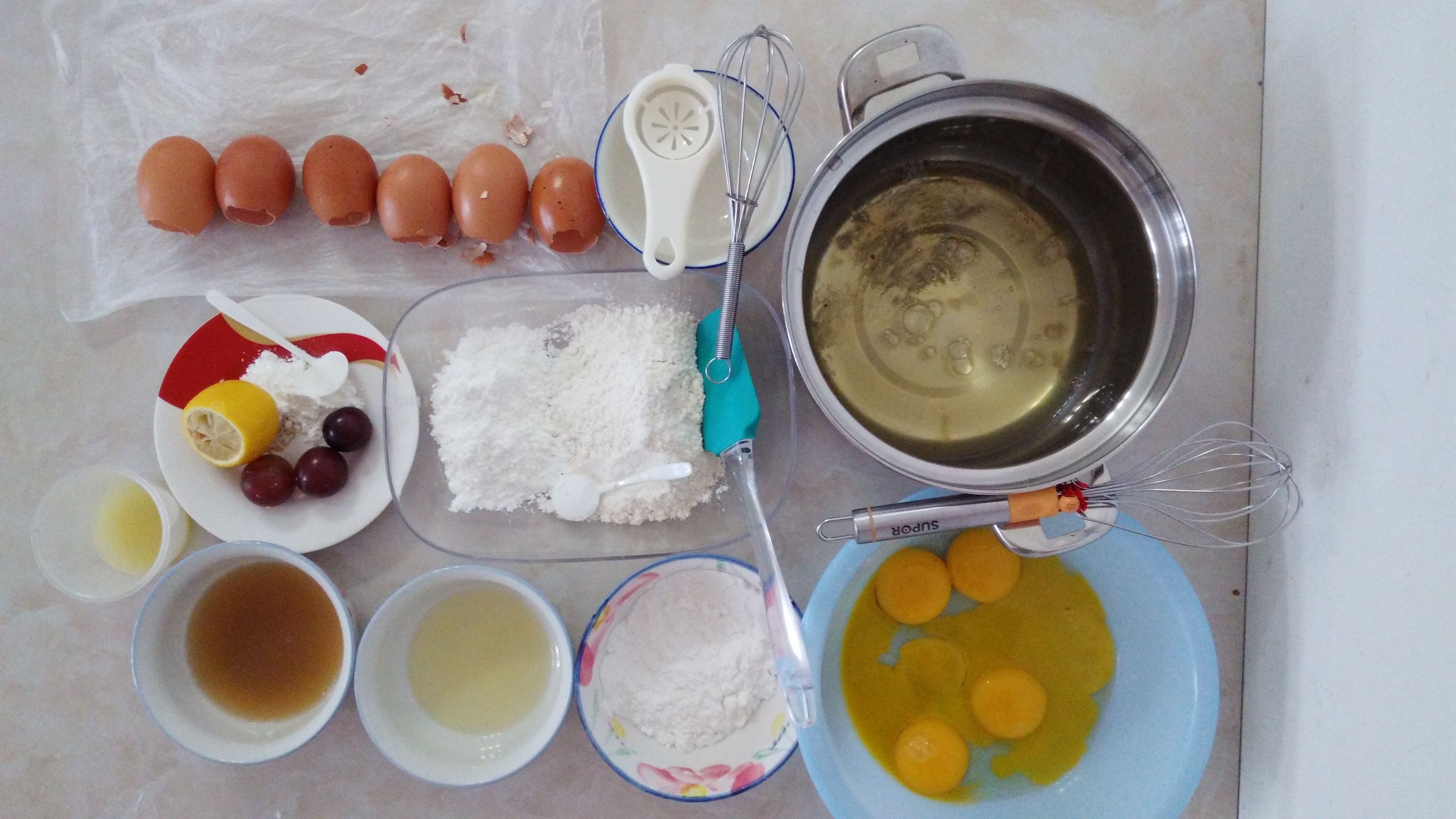 果汁戚風蛋糕（低糖低油+普通麪粉）8寸和9寸配方的做法 步骤14
