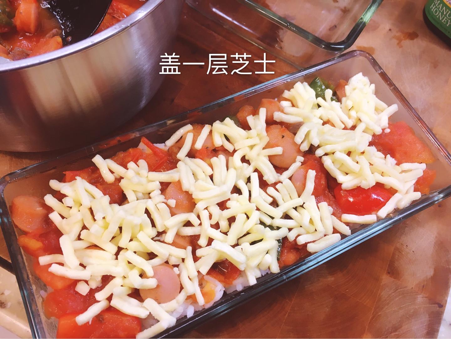番茄香腸芝士焗飯的做法 步骤13