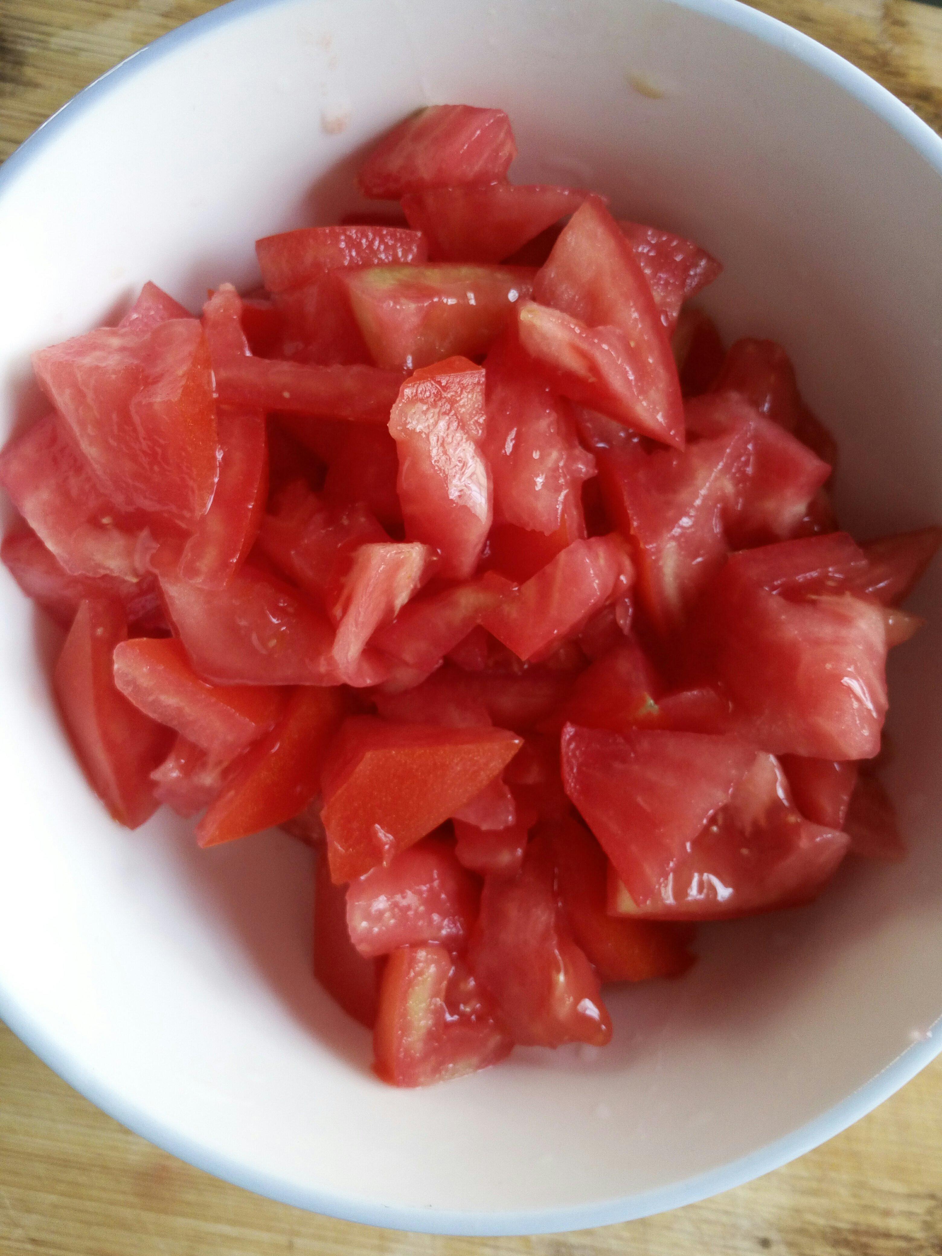 西紅柿雞蛋豆角打滷麪（拌麪）的做法 步骤2