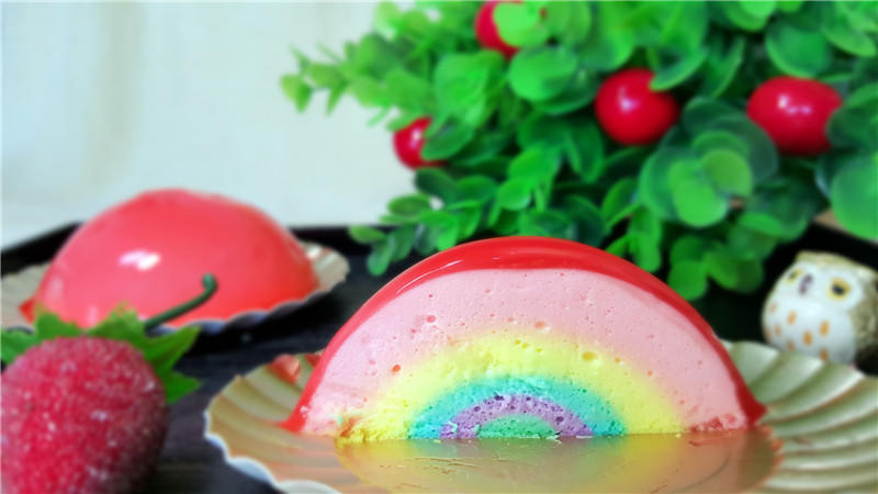 彩虹酸奶半球形慕斯蛋糕的做法 步骤19