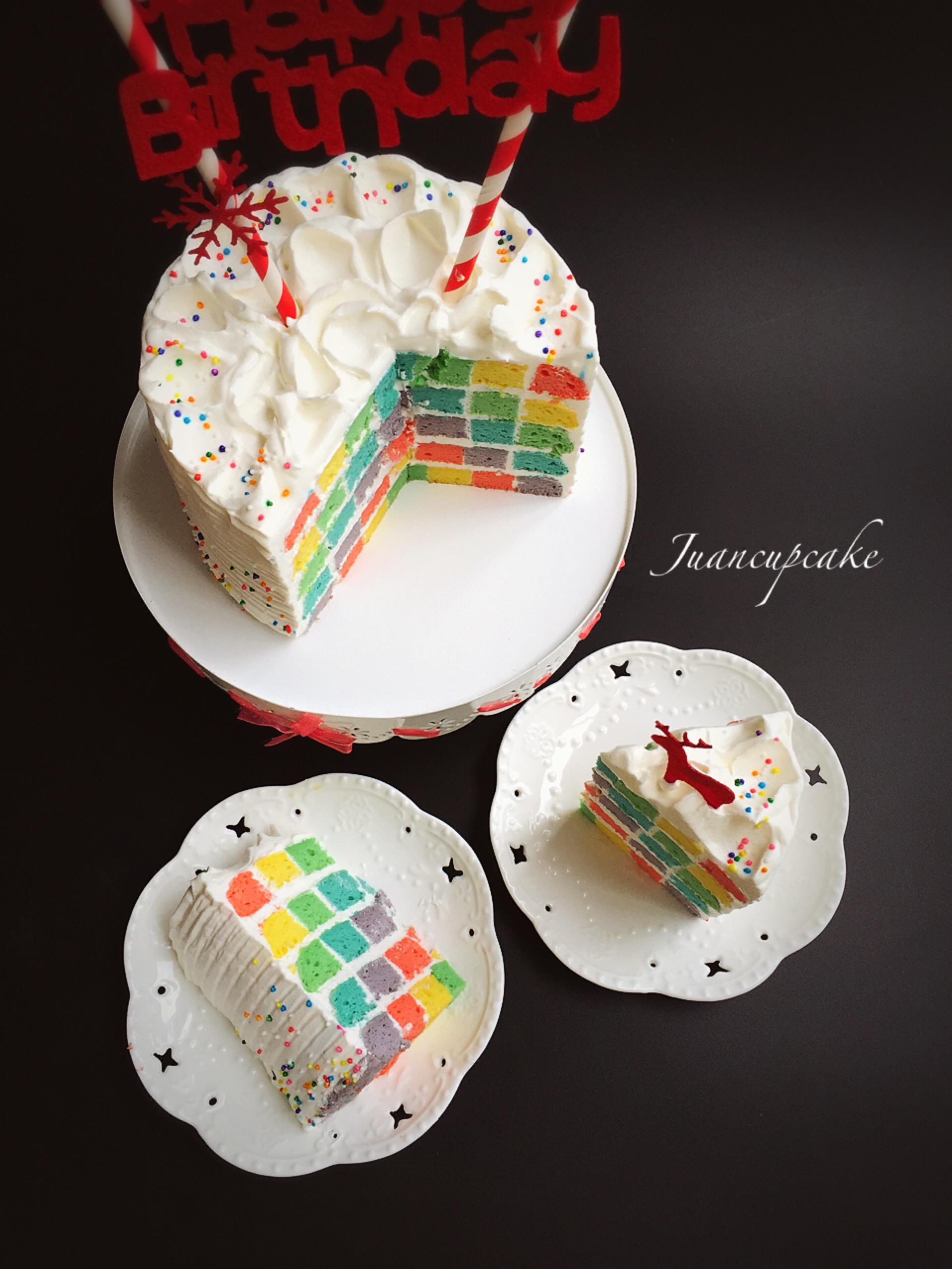 高顏值彩虹格子蛋糕的做法 步骤13