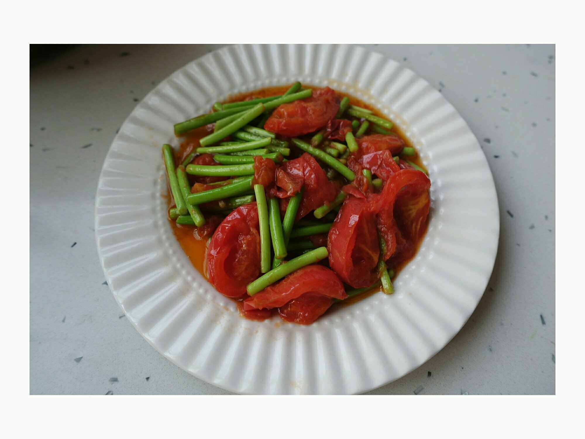 炒西紅柿蒜薹（快手素菜）的做法 步骤4