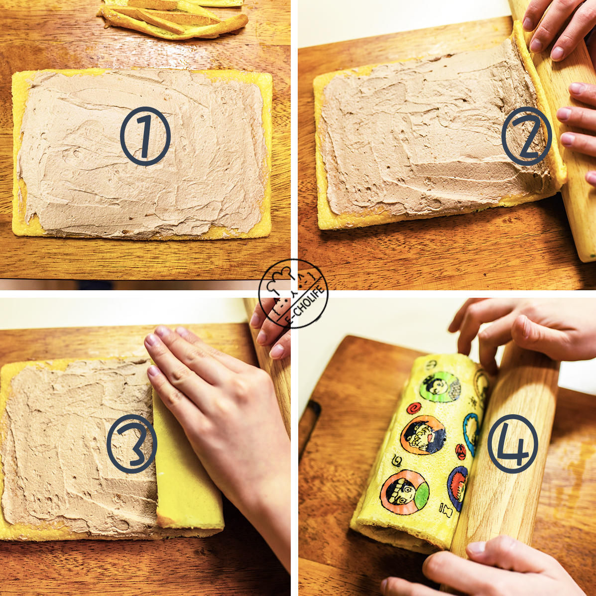 小四蛋糕卷+手繪蛋糕的方法的做法 步骤11
