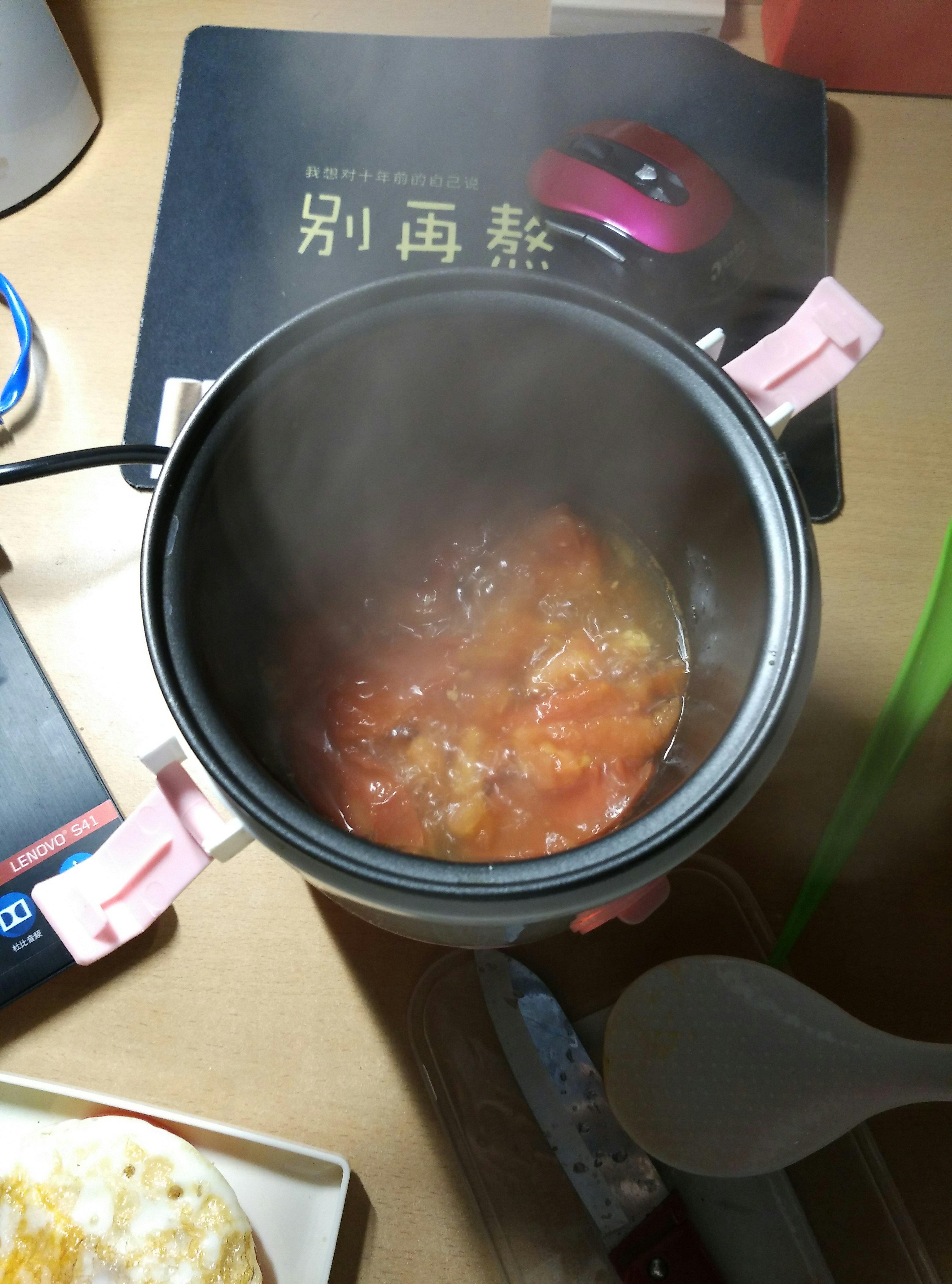 番茄荷包蛋面(電飯鍋版)的做法 步骤5