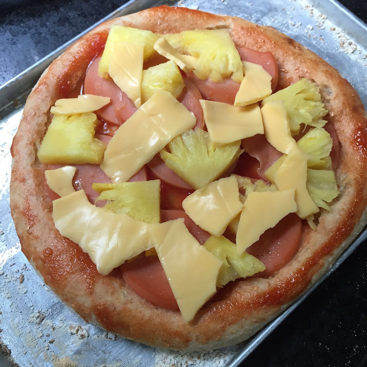 懶人pizza-菠蘿火腿腸芝士的做法 步骤8