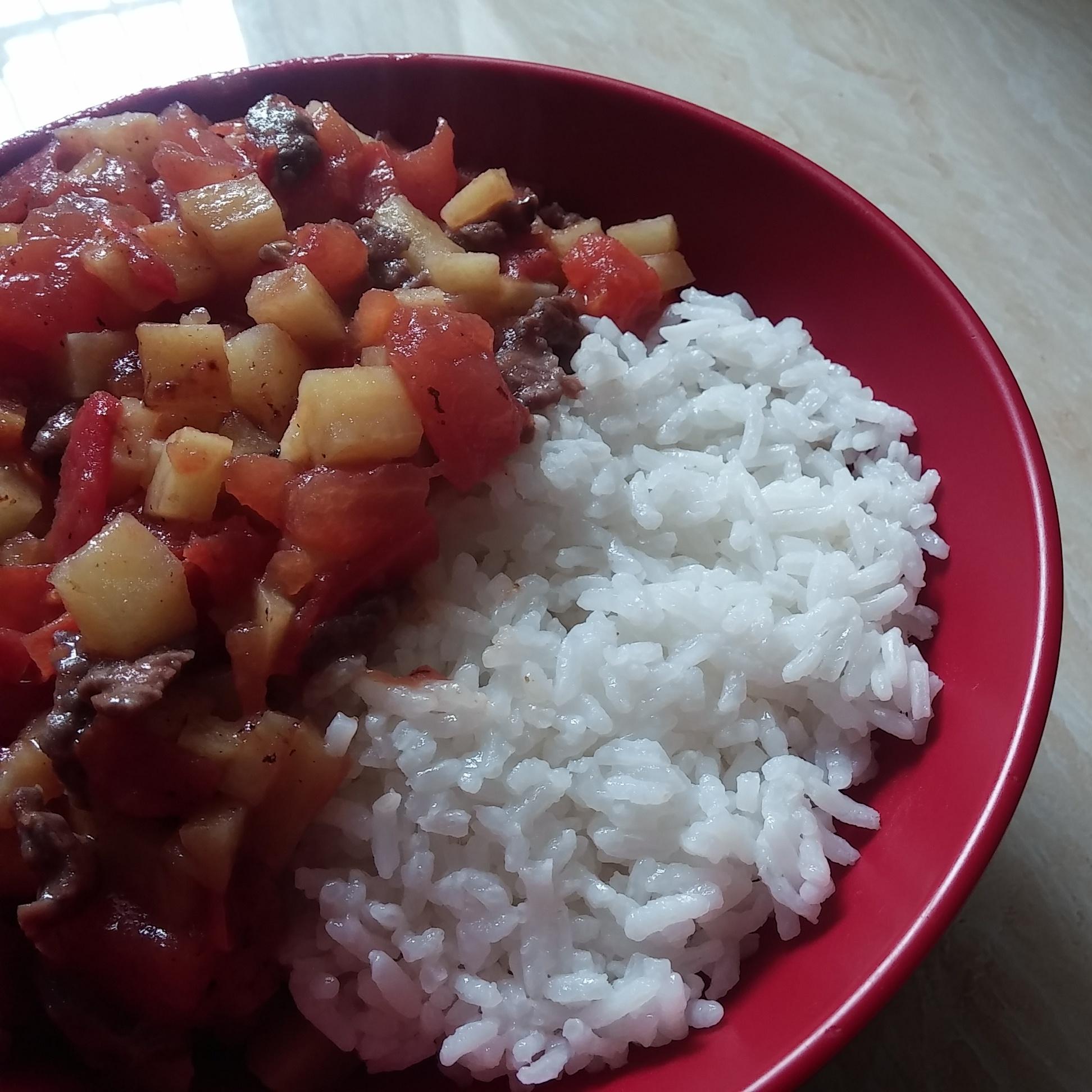 暖粒粒蓋飯（番茄土豆牛肉快手午餐）的做法 步骤5
