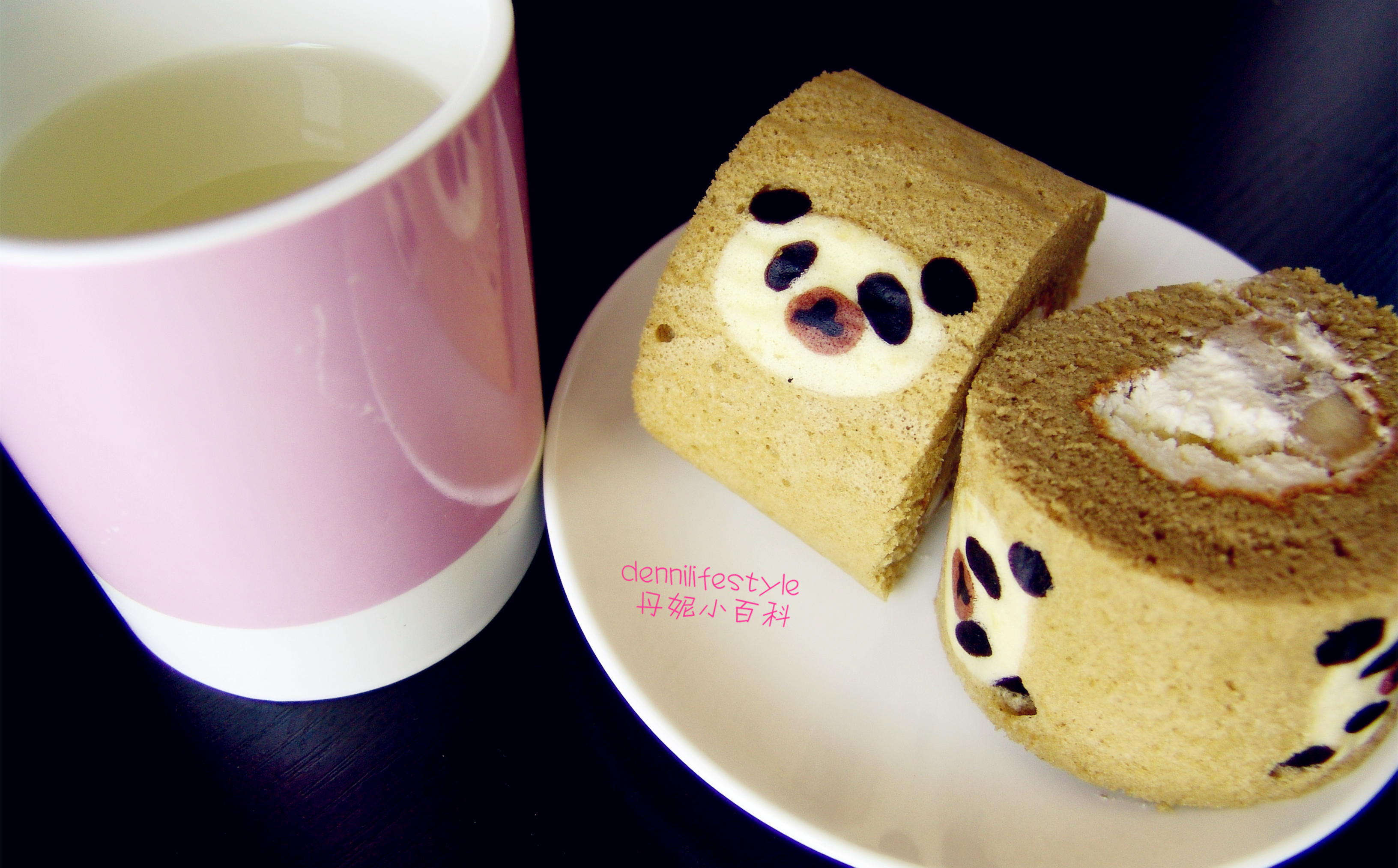抹茶熊貓蛋糕卷 MATCHA PANDA ROLL CAKE的做法 步骤17