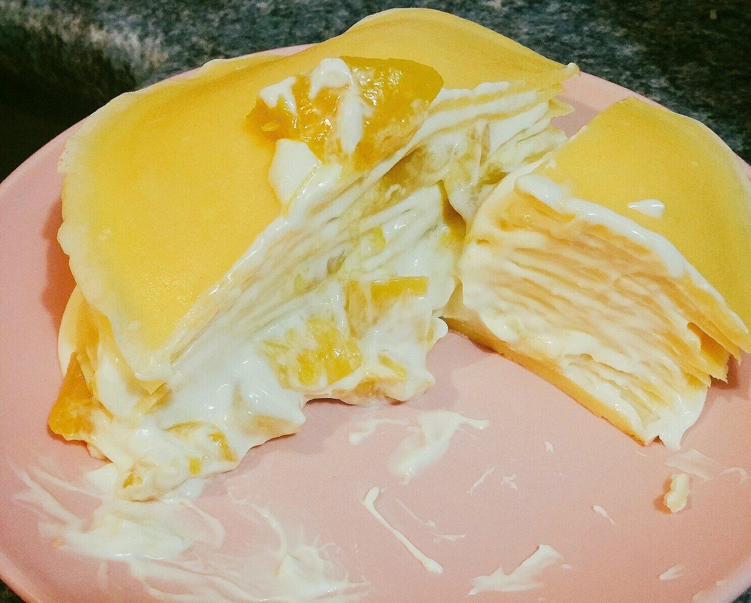 圓美鎮的芒果千層蛋糕的做法 步骤7