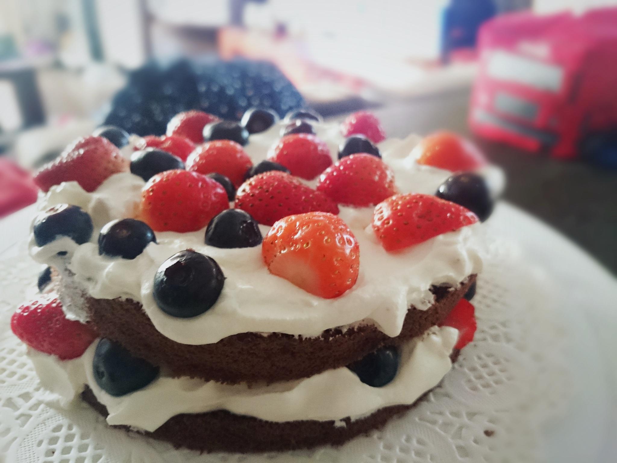 草莓藍莓可可裸蛋糕的做法 步骤9