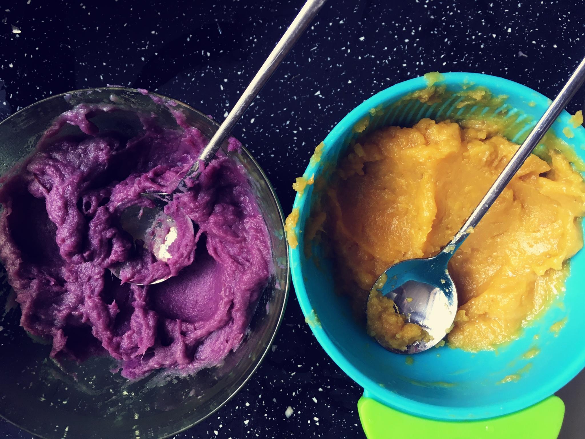 寶寶輔食雙薯雙色紫薯餅乾的做法 步骤5