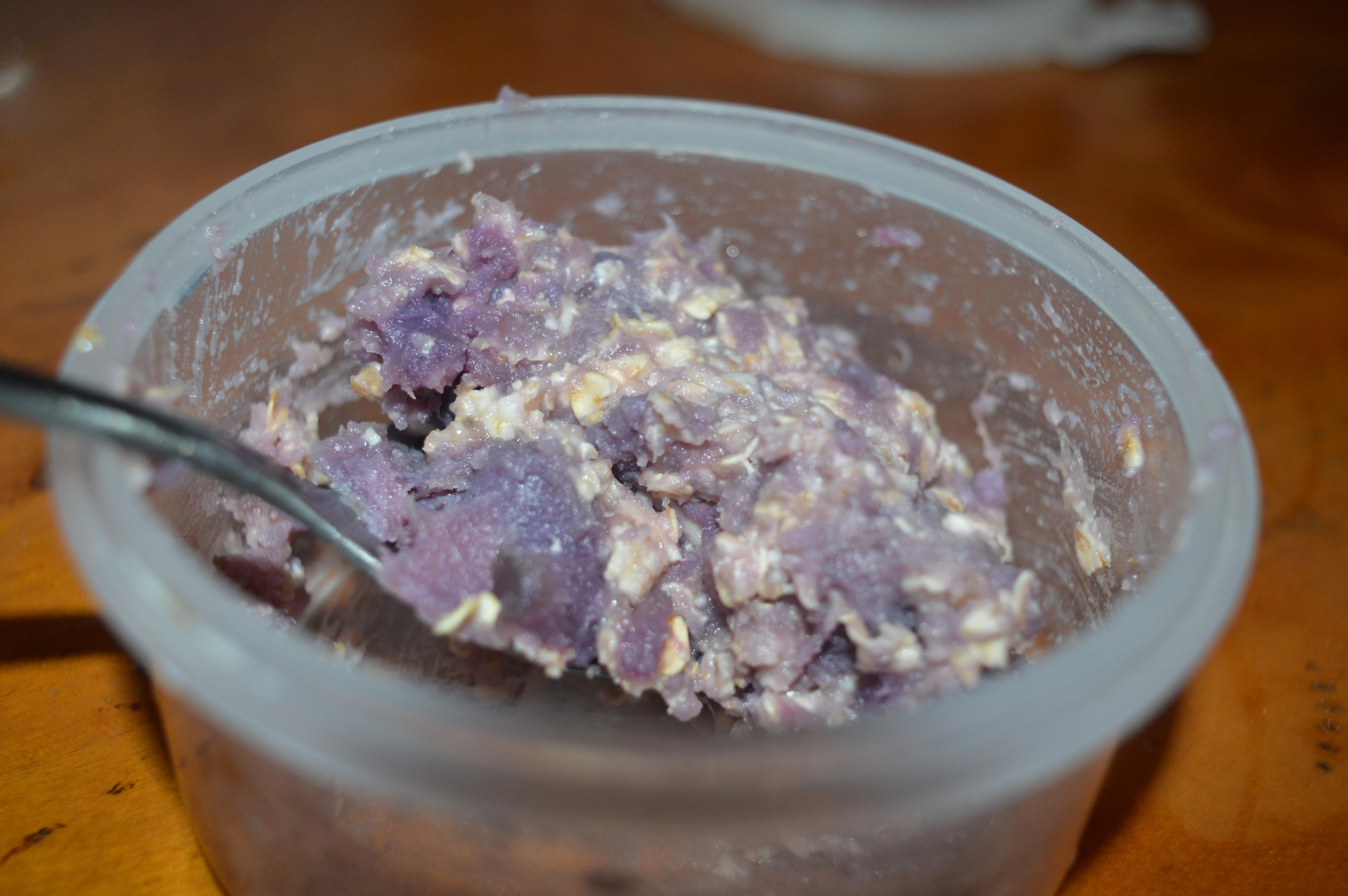 低卡路里版燕麥紫薯餅的做法 步骤4