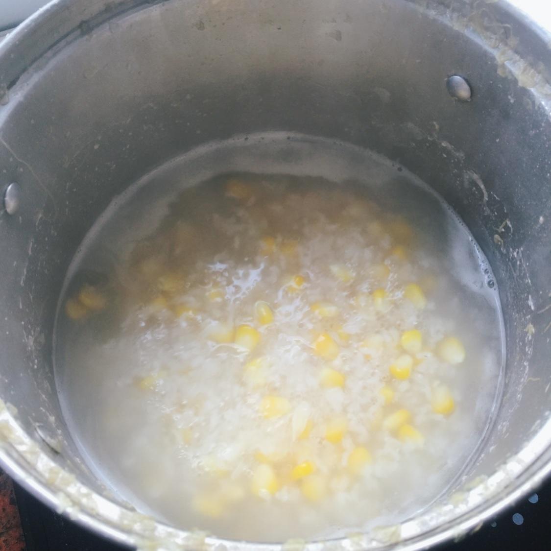 幹瑤柱百合玉米肉絲粥的做法 步骤5
