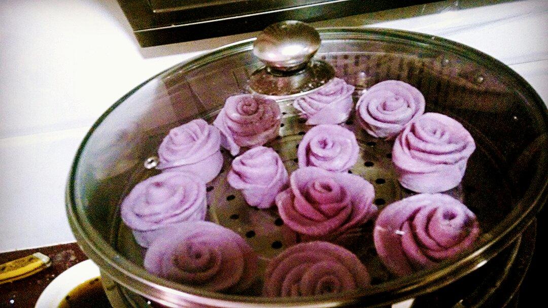 紫甘藍檸檬玫瑰花饅頭的做法 步骤8