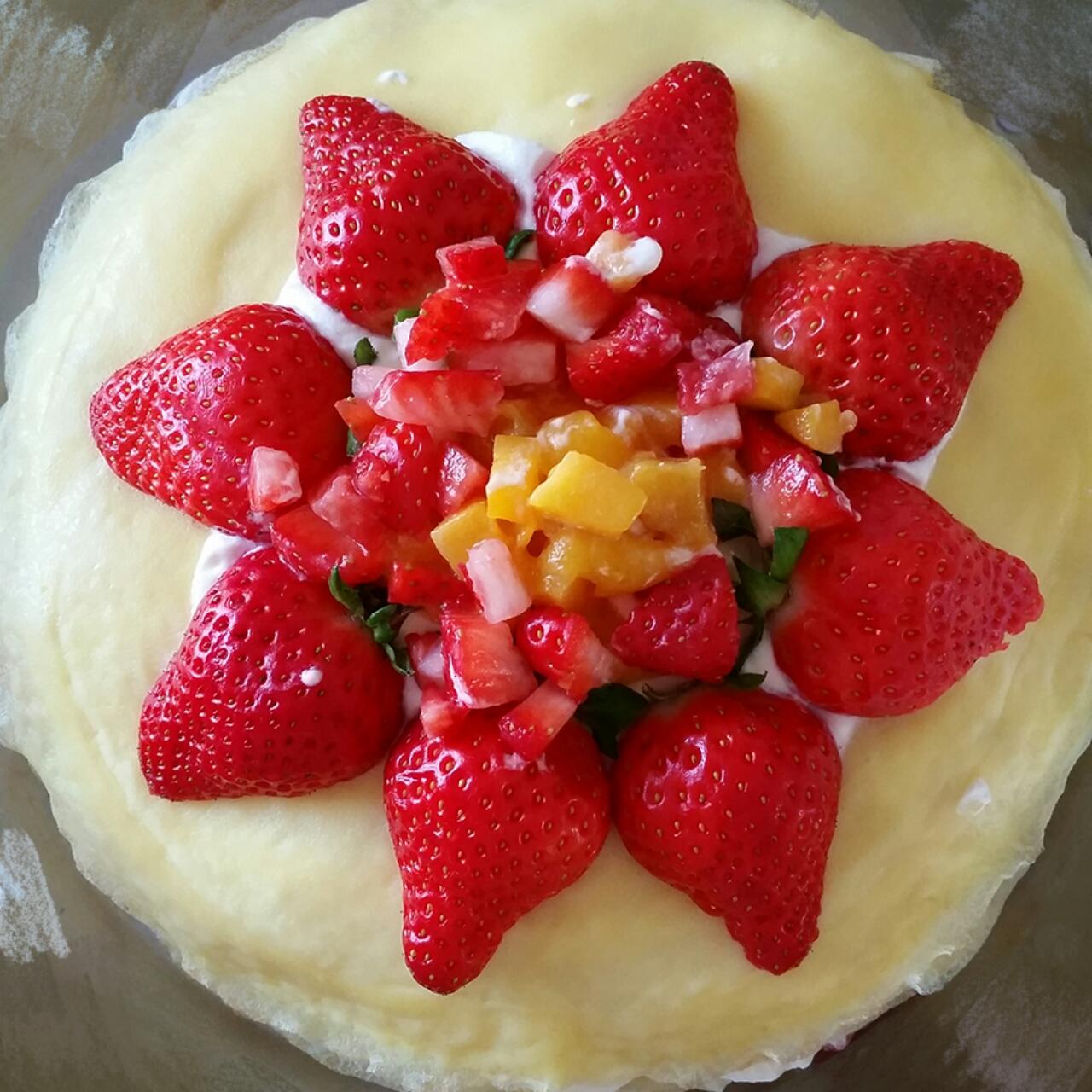 芒果草莓千層蛋糕的做法 步骤4