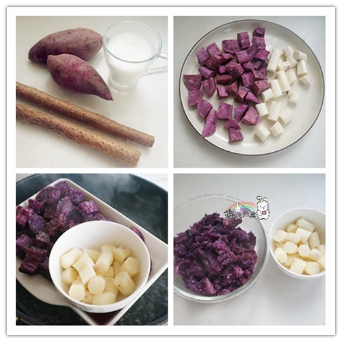 桂花山藥紫薯糕的做法 步骤1