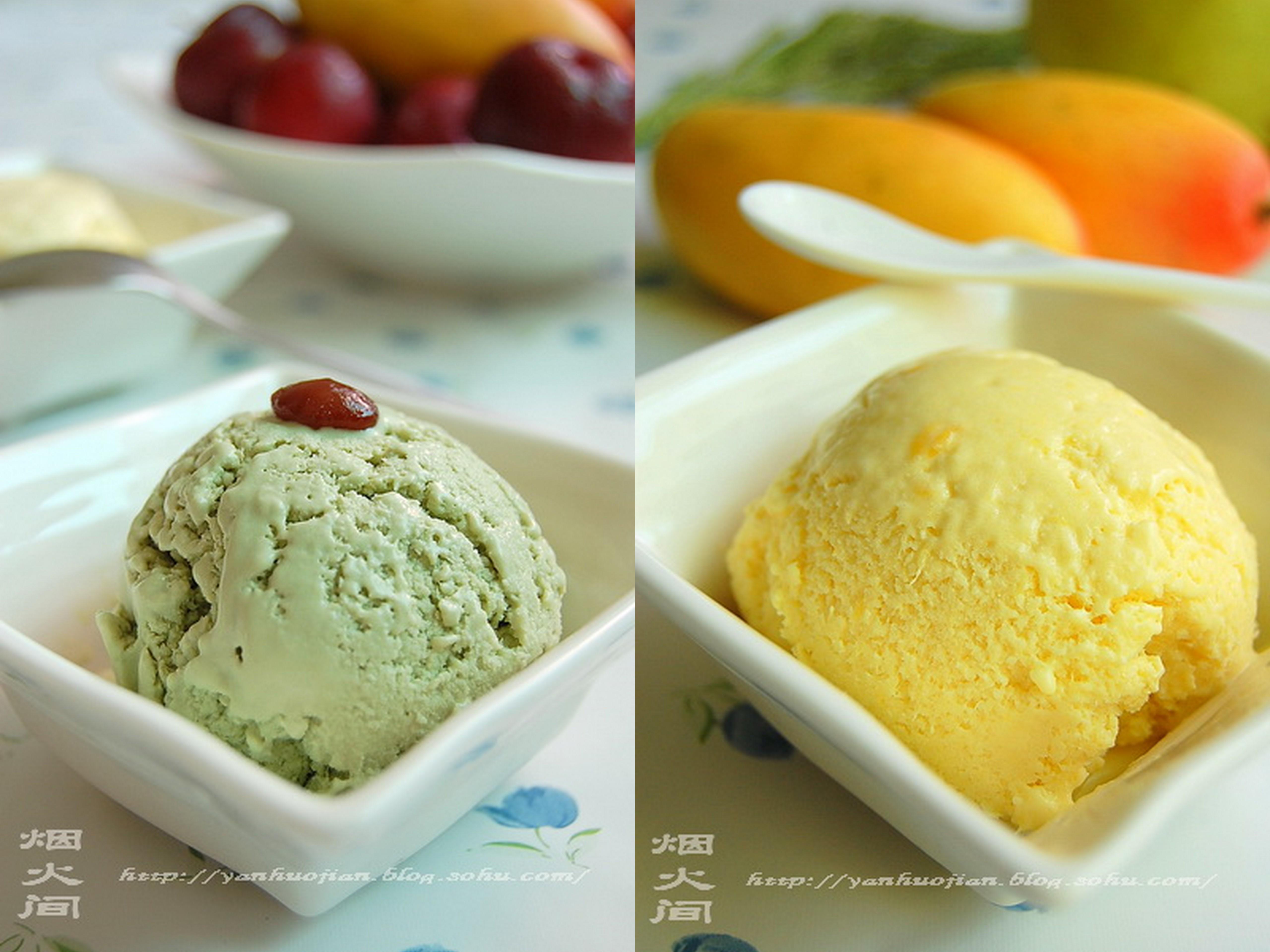冰淇淋（綠茶&芒果口味）的做法 步骤3