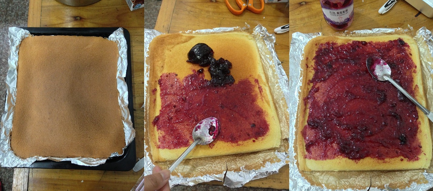 藍莓戚風蛋糕卷的做法 步骤12
