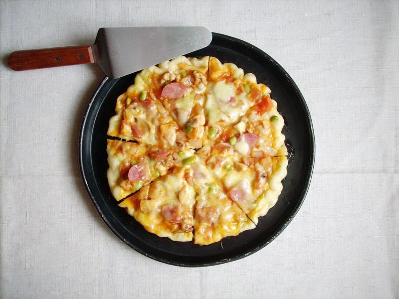 平底鍋蘑菇火腿披薩的做法 步骤6