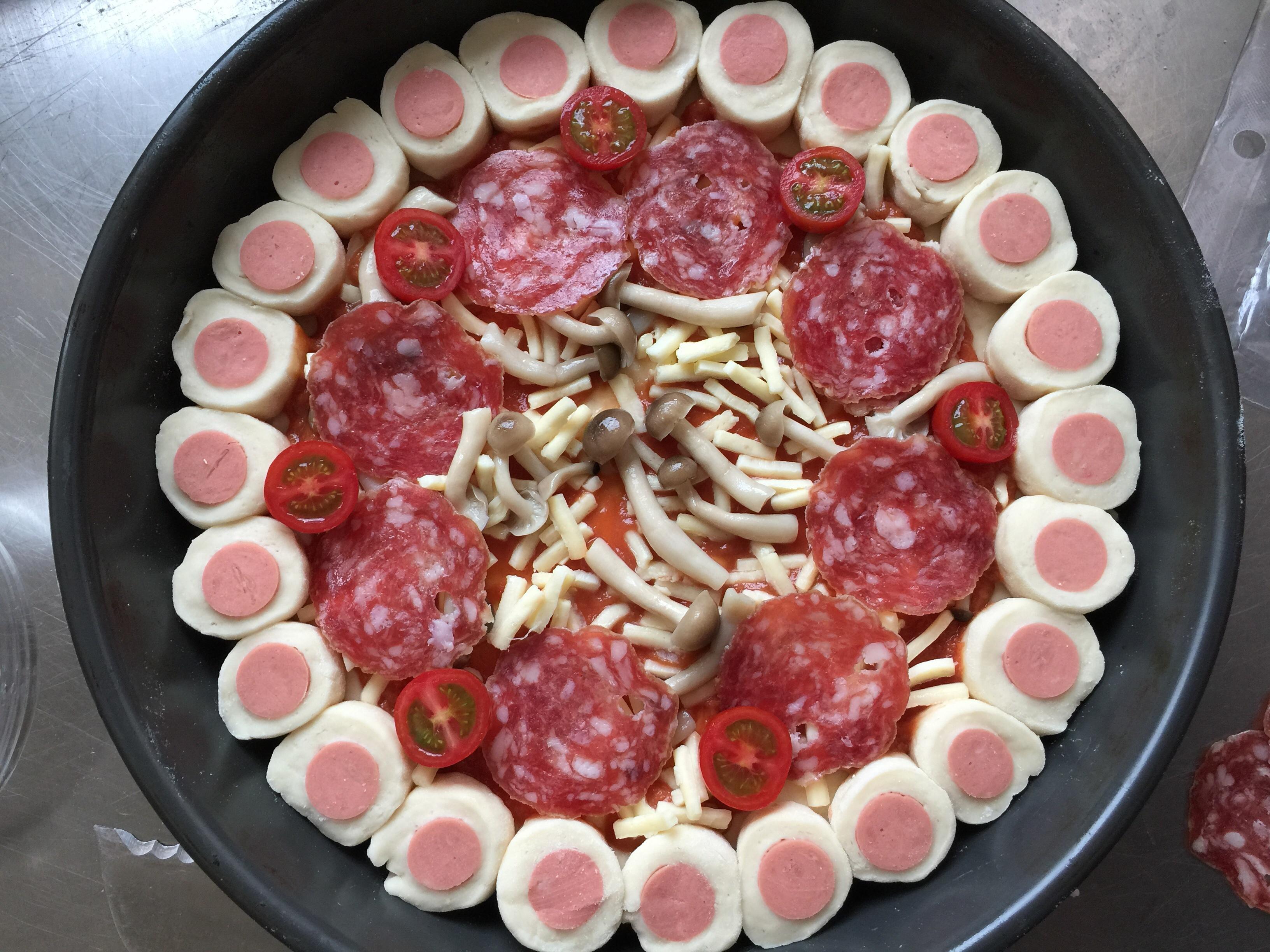 薩米腸蘑菇花邊披薩的做法 步骤20