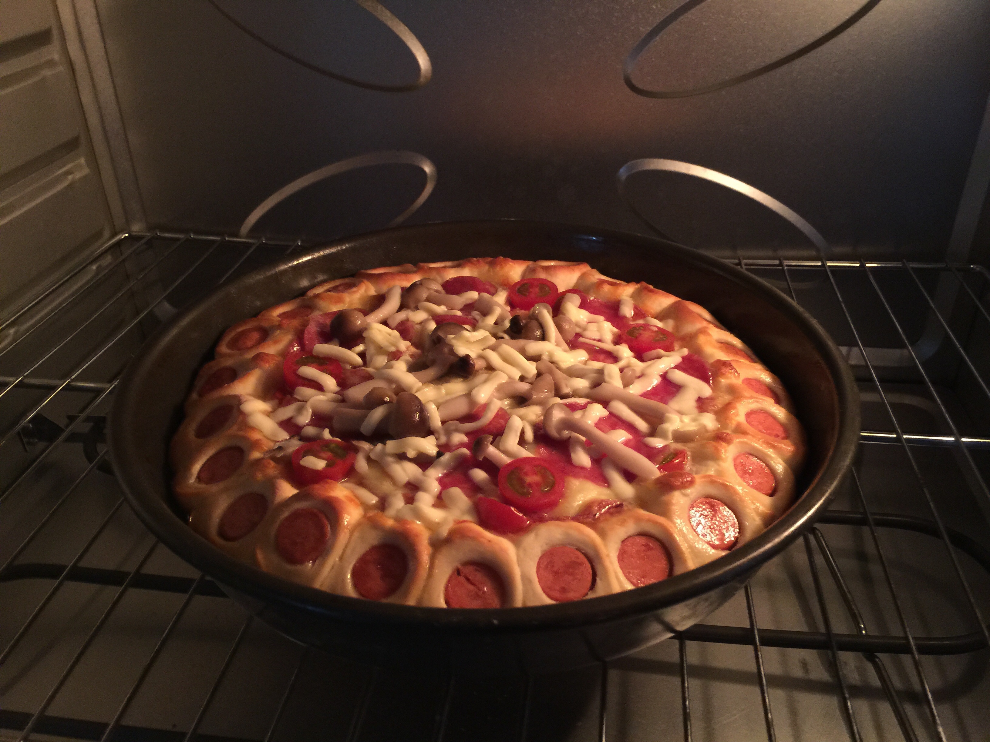 薩米腸蘑菇花邊披薩的做法 步骤21