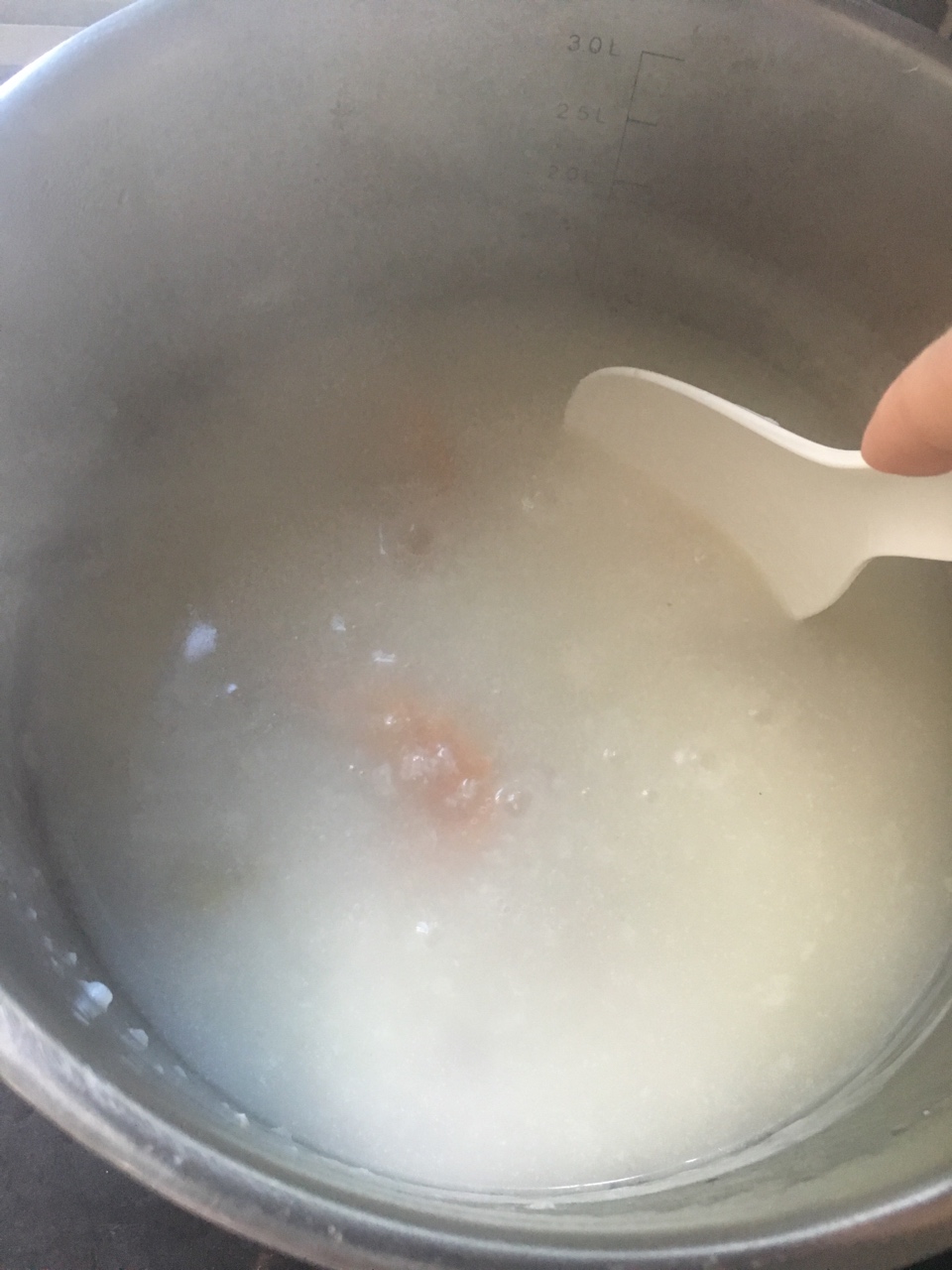 火腿鹹蝦乾瘦肉粥的做法 步骤5