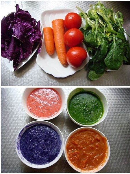 自制純天然蔬菜汁彩色麪條的做法 步骤1